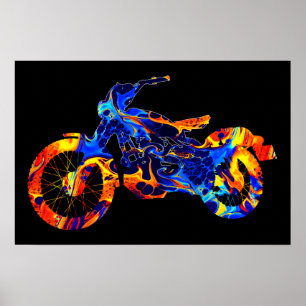 POSTER TENDÊNCIA MODERNA MOTOCROSS COLORIDA ARTE ABSTRACT