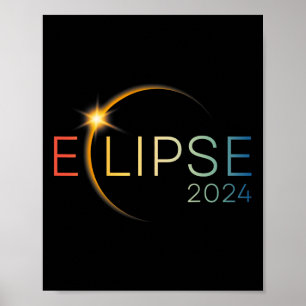 Poster Tendência Total Solar abril 8 2024 Sun Eclipse T-s