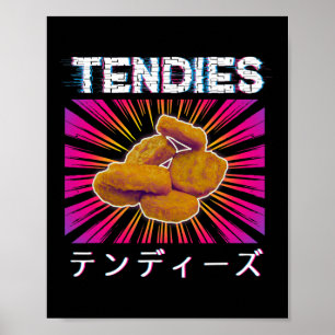 Poster Tendies Vaporwave Frango Anime 80 Tenders Japão