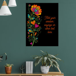Poster Tendrilhos do Poder Floral Retro Borda 19 + seu te