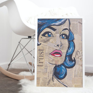 Poster Tendy Blue Pop Art Woman Retraing Eyes