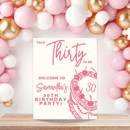 Poster Tendy Pink Fale 30 Para Mim aniversário de 30 anos