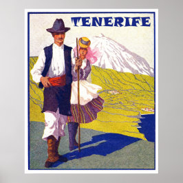 Poster Tenerife, casal de aldeões, Espanha, vintage
