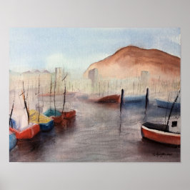 Poster Tenerife, Harbour WATERCOLOR