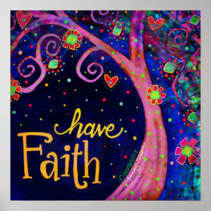 Poster Tenha Faith Whimsical Tree Quote Inspirivência