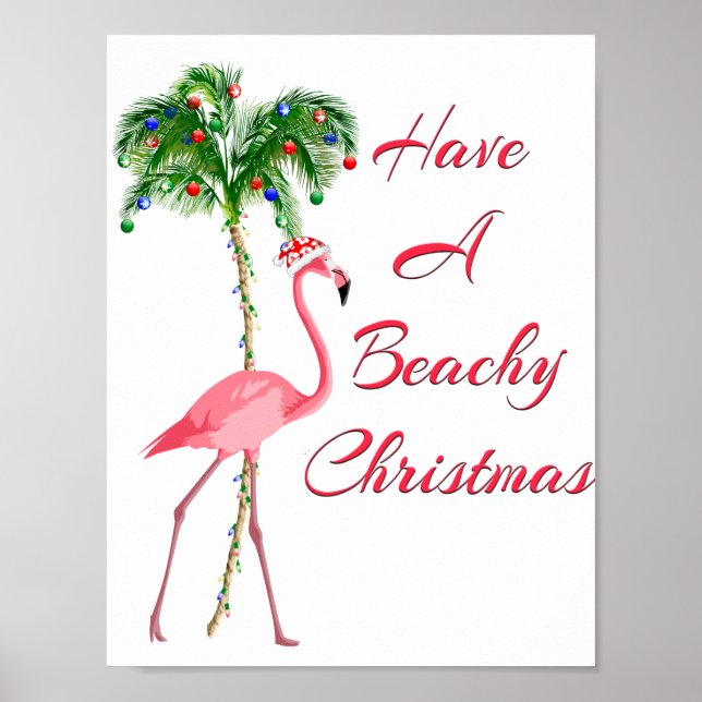 Póster Tenha Um Flamingo De Natal De Beachy (Frente)