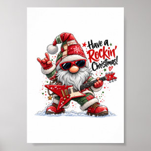 Poster Tenha um Gnome de Guitarra no Natal Rockin '