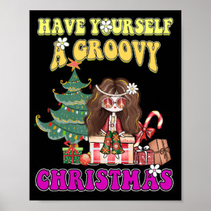 Poster TENHA UM NATAL GROOVY NO estilo 70
