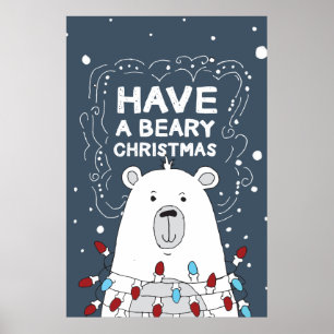 Poster Tenha uma ilustração do Urso Polar de Natal Beary