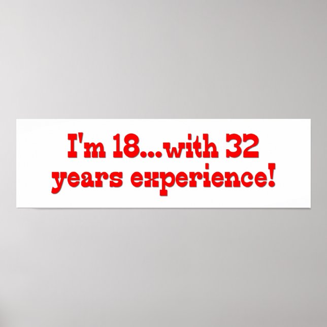 Póster Tenho 18 anos de experiência. (Frente)