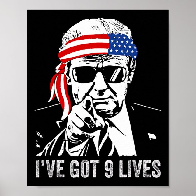 Poster Tenho 9 Vidas - Trump 2024 Engraçado (Frente)
