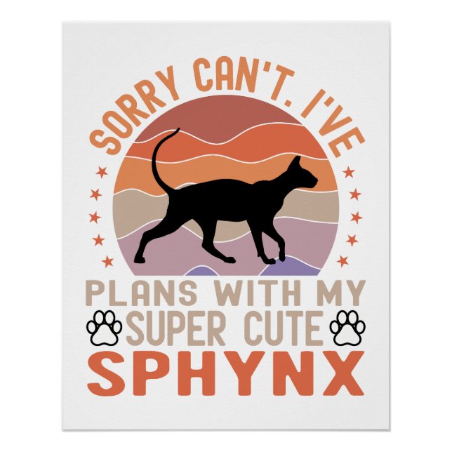 Póster Tenho planos com meu gato Sphynx (Frente)