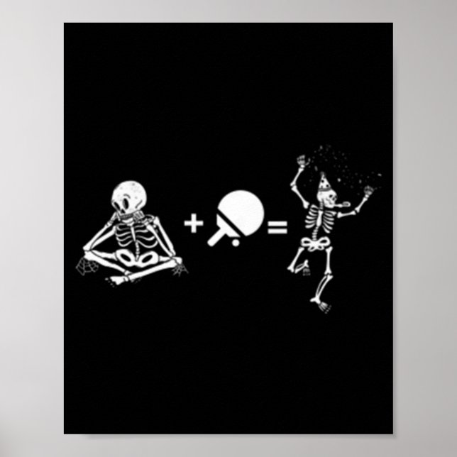 Poster Tênis de mesa de diversão dizendo esqueleto e têni (Frente)