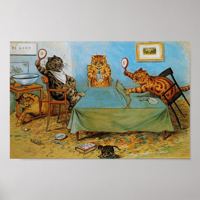 Póster Tênis de Mesa de Tocar Gato, Louis Wain (Frente)