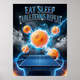 Poster Tênis de Mesa Pulso Azul Repetido
