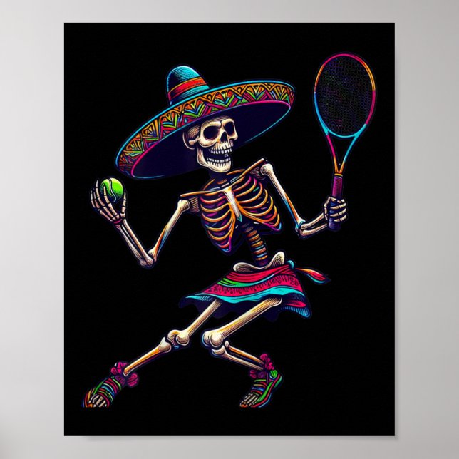 Poster Ténis Esqueleto Sombrero Mexicano Cinco De Mayo De (Frente)
