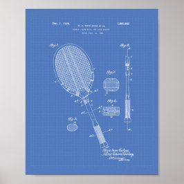 Poster Tênis Racket 1925 - Esquema de arte patenteada