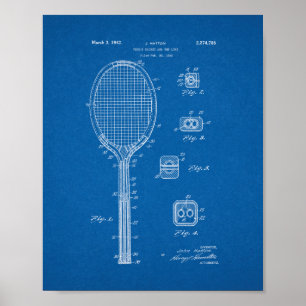 Póster Tênis Racket E Patente Similar - Blueprint