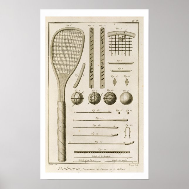 Póster Tênis Racquets e Billiard Cues, do "Encyc (Frente)