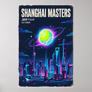 Poster Ténis Smash Galáctico Impressão, Neon Retro Ficção