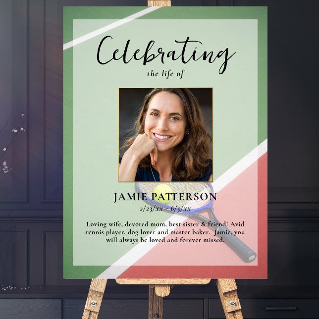 Poster Tenista, Celebração da Vida Foto Funeral (Criador carregado)