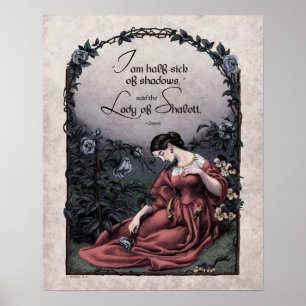 Poster Tennyson "Lady of Shalott" Artº Vitoriano 16x20