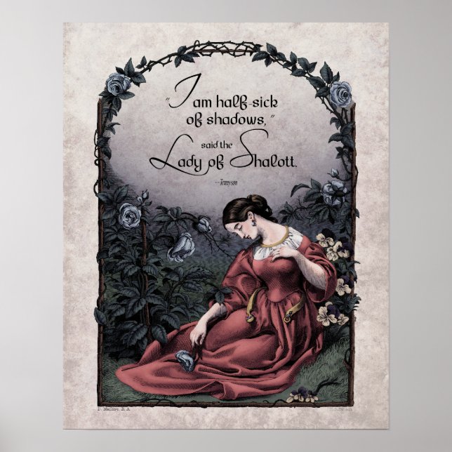 Poster Tennyson "Lady of Shalott" Artº Vitoriano 16x20 (Frente)