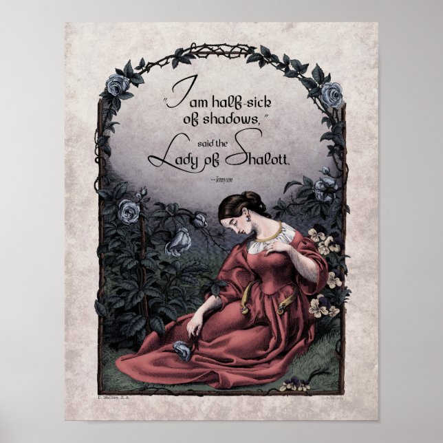 Poster Tennyson "Lady of Shalott" Victorian Art 11x14 (Frente)