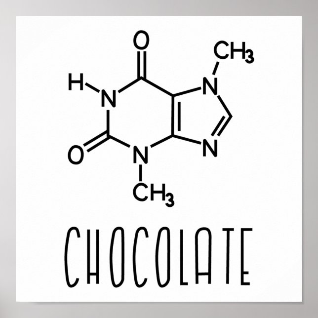Poster Teobromina - Teobromina - Fórmula Química Molecula (Frente)