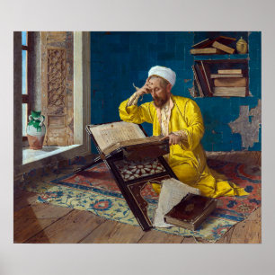 Poster Teólogo islâmico com o Corão Osman Hamdi Bey