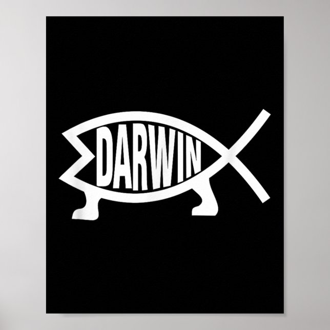 Poster Teoria Ateu Charles Darwin De Evolução Peixe (Frente)