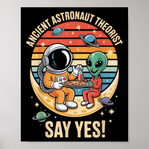 Poster Teórico do Astronauta Antigo Diz Sim Espachante Al