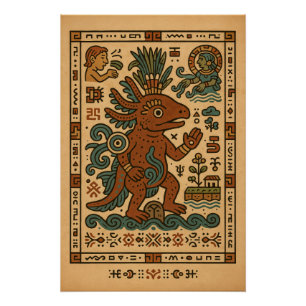 Póster Teotl Axolotl - Deus das Águas