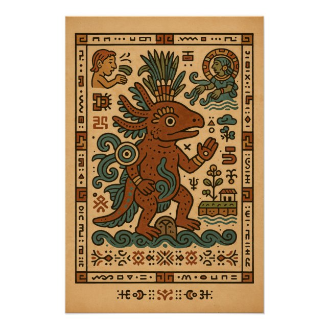 Póster Teotl Axolotl - Deus das Águas (Frente)