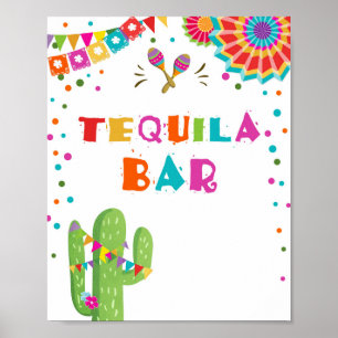 Poster Tequila Bar Fiesta Bebe Sinal de Mesa Cactus