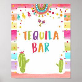 Poster Tequila Bar Fiesta Bebe Sinal de Mesa Cactus