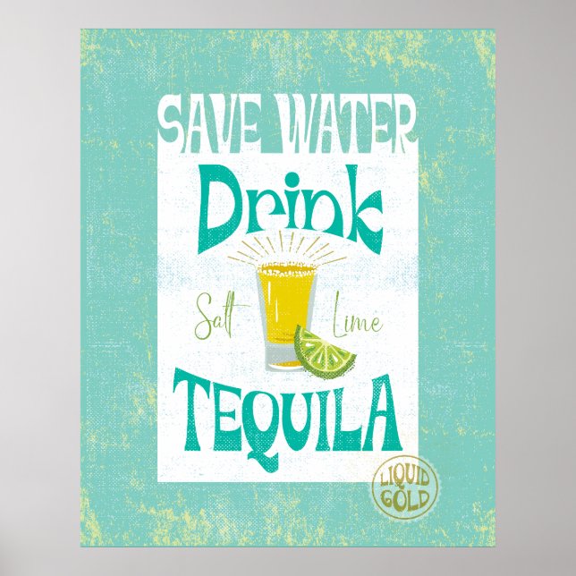 Poster Tequila Boho Cowgirl, bebida d'água salva sudoeste (Frente)