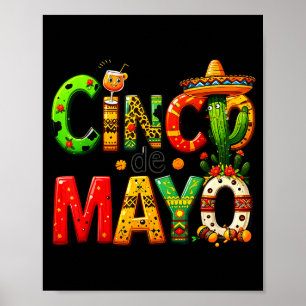 Poster Tequila Engraçado Bebendo Cinco De Mayo Festa Mexi
