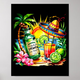 Poster Tequila Engraçado Bebendo Cinco De Mayo Festa Mexi