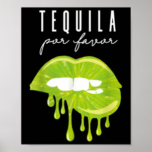 Poster Tequila Por Favor Lábios Adultos Bebendo Cinco D