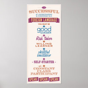 Póster Ter sucesso em aprender uma língua estrangeira.