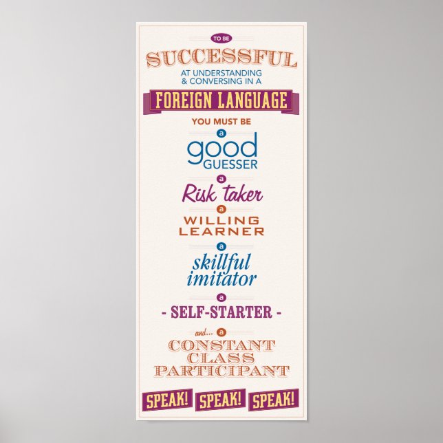 Póster Ter sucesso em aprender uma língua estrangeira. (Frente)