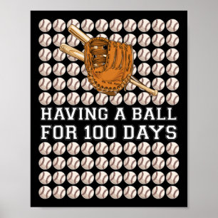 Poster Ter Uma Bola Por 100 Dias De Beisebol Kids Boy Sma