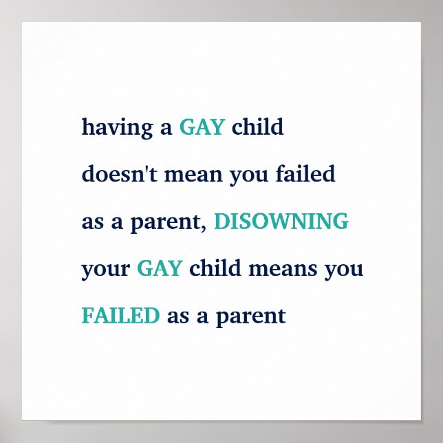 Poster Ter Uma Gay Child Love LGBT Orgulho Parentalidade (Frente)
