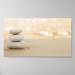 Poster Terapeuta Psicólogo Pedras Zen Areia