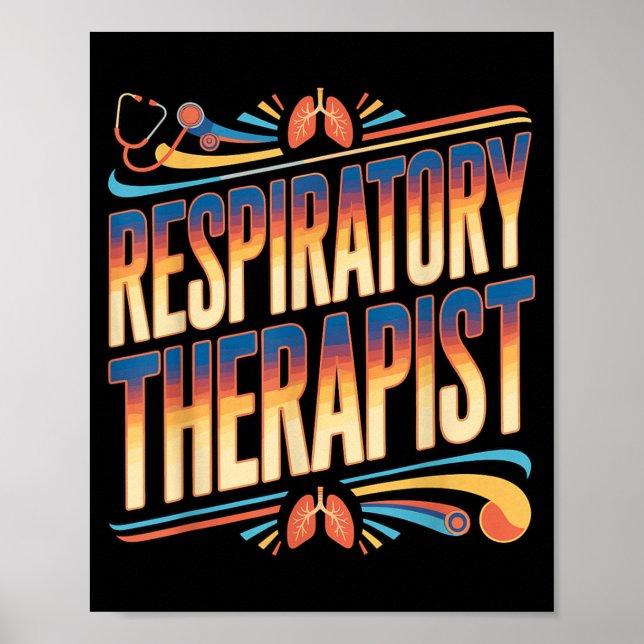 Poster Terapeuta Respiratório RT Estetoscópio Emblema do  (Frente)
