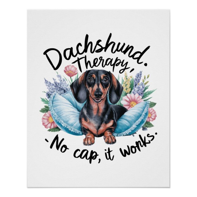Póster Terapêutica Dachshund Sem Boné Que Funciona (Frente)