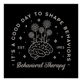 Póster Terapia comportamental terapeuta cita retro negro