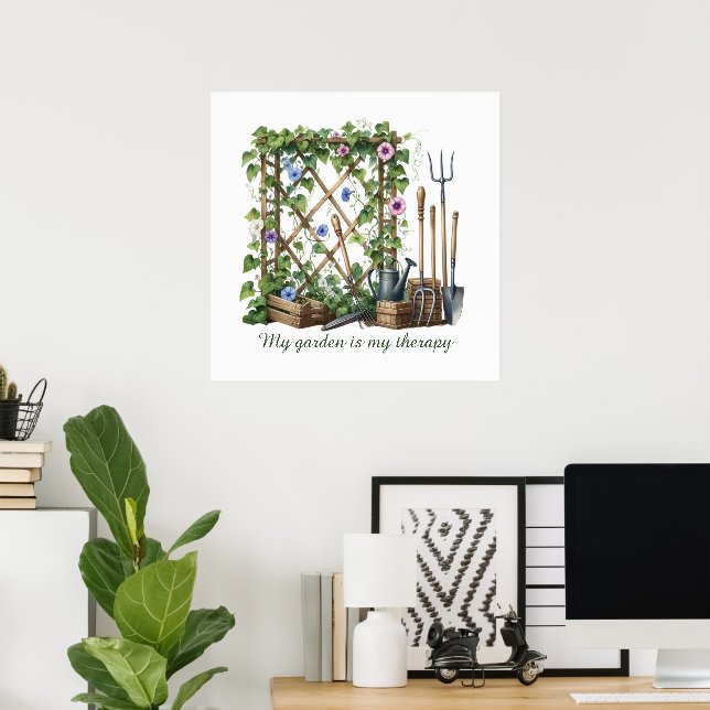 Poster Terapia de amantes de jardinagem engraçada (Escritório em casa)