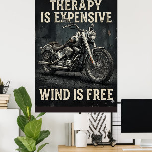 Poster Terapia É Cara Vento É Grátis Engraçado Motorcycl